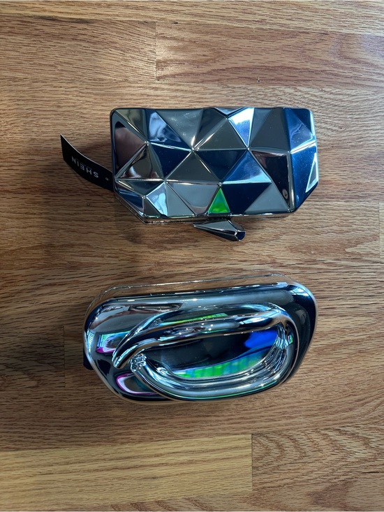 SHEIN Handbags - SHEIN Metallic Silver Geometric & Sculpted Clutches Set